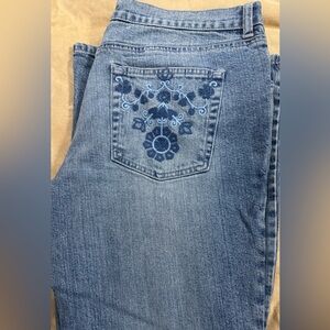 New York & Company Denim Jeans with Blue Floral Design